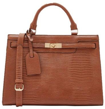 Croc Texture Handbag Brown