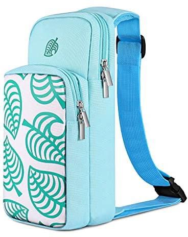 TNP Switch Bag, Travel Bag Compatible with Nintendo Switch & Switch Lite - Shoulder Bag Travel Case Cute Portable Carrying Backpack for Animal Crossing Games Accessories Console & Dock Charger - Blue
