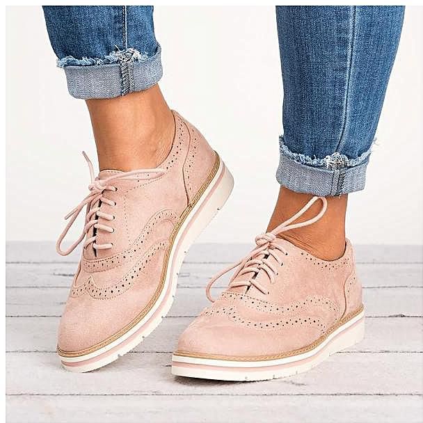 Women Casual Wing Tip Brogues Oxfords Dress Formal Lace up Flats Sneaker Shoes