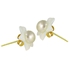 Vera Perla 18K Solid Gold White Shell Flower 4-5mm Genuine White Pearl Earrings