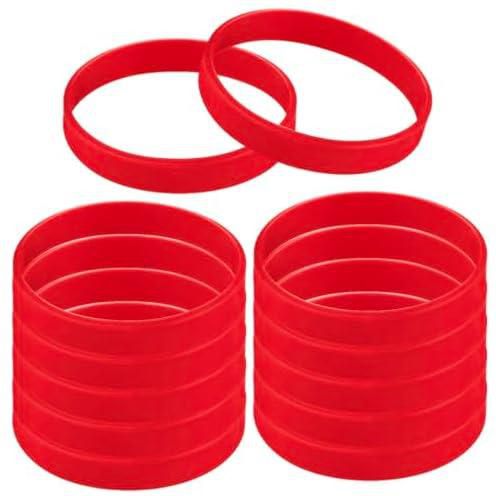GOGO 12 PCS Adult Silicone Wristbands, Rubber Bracelets, Party Accessories - Red