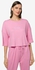 Embroidered Boxy Ribbed T-Shirt Pink
