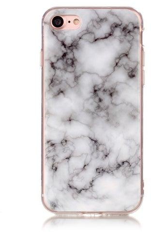 Thermoplastic Polyurethane IMD Marble Pattern Craft Case Cover For Apple iPhone 7 White/Black