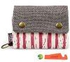 Slove Heavy-duty Canvas Trifold Change Purse Coin Purse Short Wallet Card Holder Pouch Hand Bag Organizer with Key Ringred Stripes