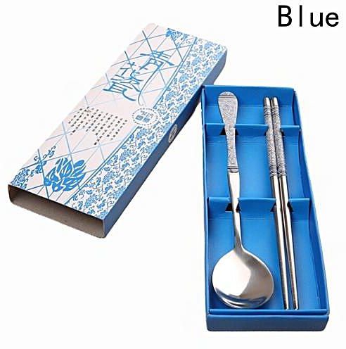 Universal Hequeen Blue And White Porcelain Spoons And Forks Set Wedding Gifts Stainless Steel Tableware Cutlery