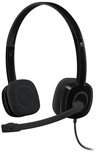 Logitech H151 Wired Headset, Stereo Headphones with Rotating Noise-Cancelling Microphone, 3.5 mm Audio Jack - Black