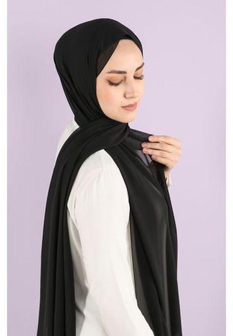 From Fatah Long Scarf Crepe Solid For Women (Black)