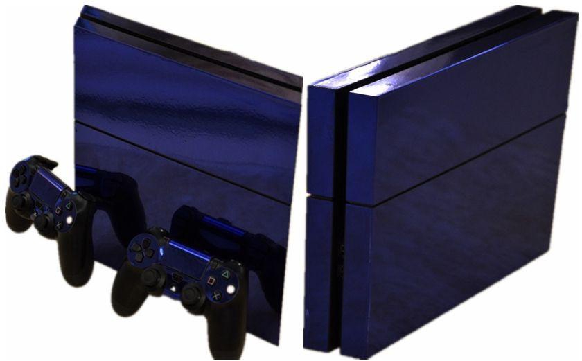 Blue Mirror Chrome Playstation 4 Glossy Vinyl Skin Sticker Decal for PS4