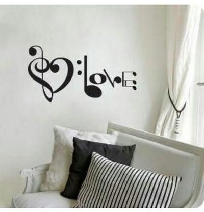 Love Music Wall Sticker Black 60x90centimeter