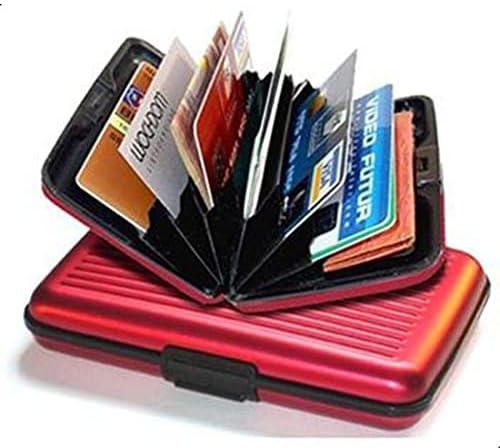 Waterproof Business ID Credit Card Wallet Holder Aluminum Metal Pocket Case Box (Red) [SFC-01]_ with one years guarantee of satisfaction and quality