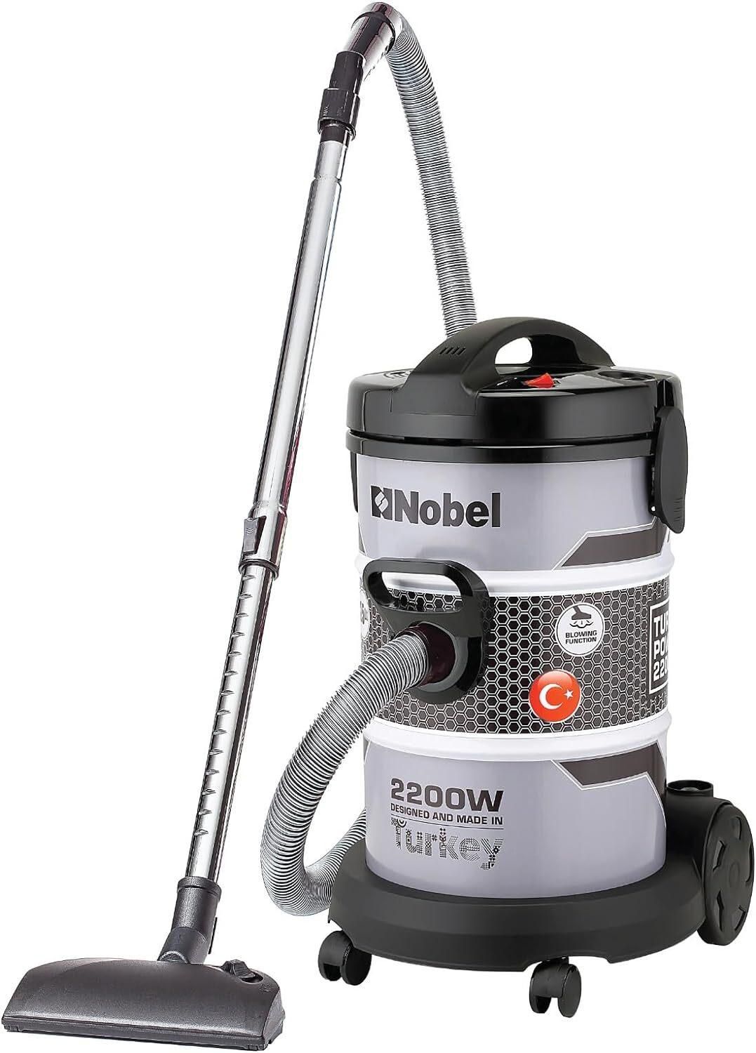 Nobel 25 Litres Drum Vacuum Cleaner Made In Turkey With Air Speed Control 360&deg; Hose Rotating Low Noise With Extra long Power Code NVC2600 Grey/Black 1 Year Warranty
