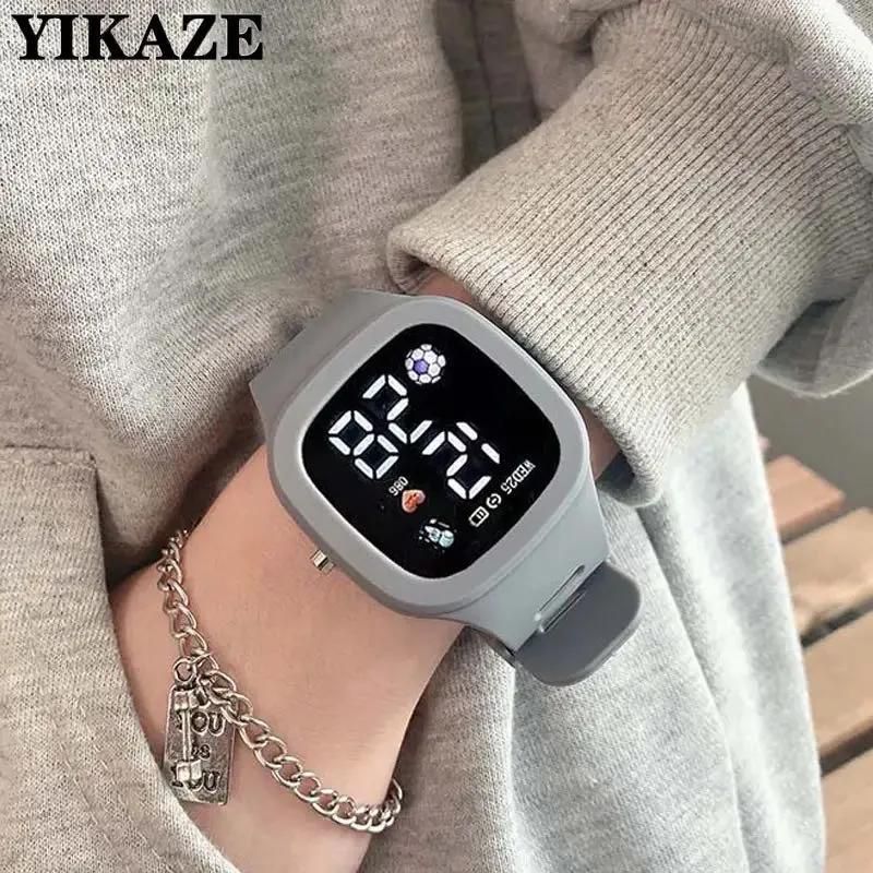 New LED Digital Watch Electronic Watch Button Square Silicone Touch Screen Boys and Girls Watches Sports Fashion Wrist Watch