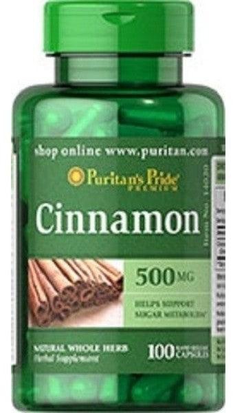 Puritan's Pride Cinnamon 500mg 100 Capsules Support Sugar Metabolism