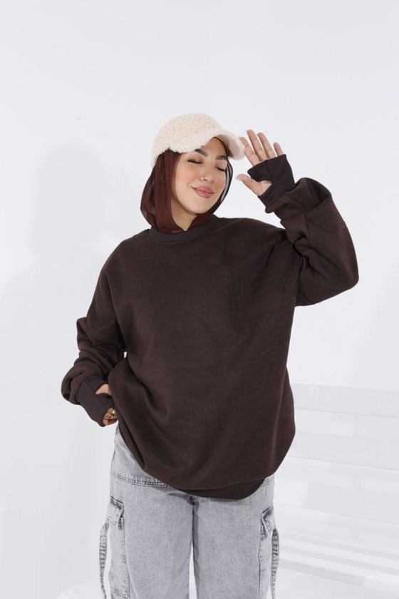 Brown Basic Sweatshirt Cotton Milton High Quality-Free Size To 90 Kg