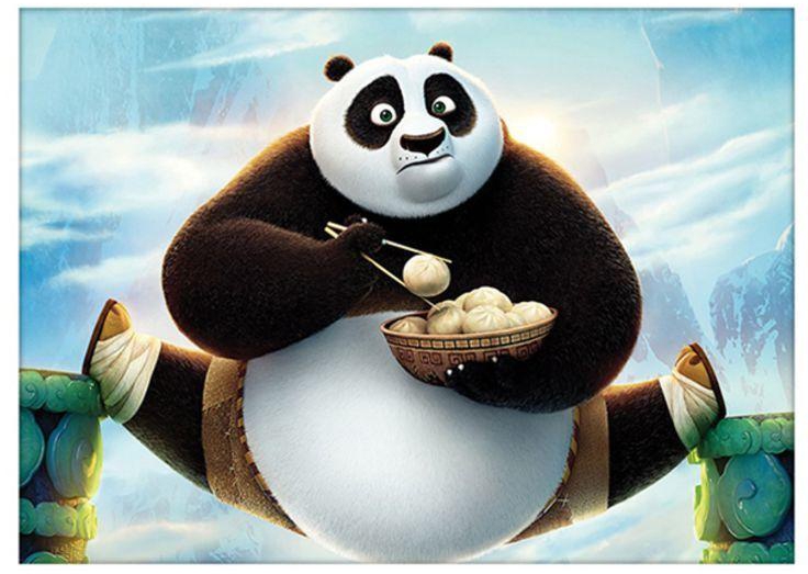 Spoil Your Wall Kungfu Panda Wall Poster Black/White/Blue 55x40cm