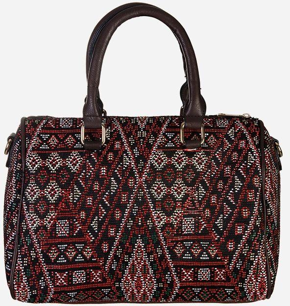 Variety Embroidered Handbag - Brown