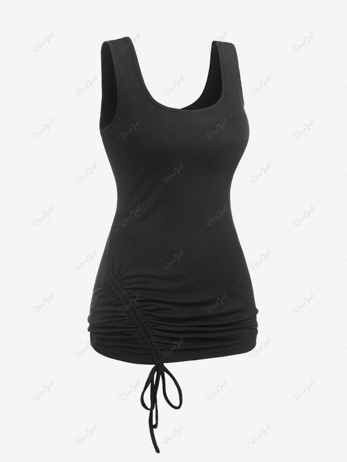 Plus Size Cinched Ruched Solid Ribbed Tank Top - M | Us 10