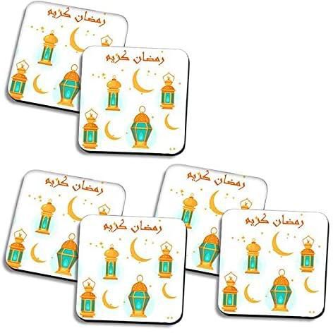 Set of 6 Ramadan wooden coaster printed , 2724622380712