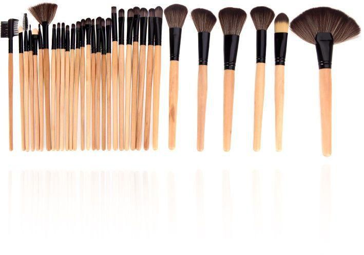 32 Pcs Makeup Brushes Wood Kit Cosmetic Brush Set   Pouch Bag Case Wood Color