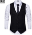 Fashion V-neck single-row buckle waistband design vest-grey black S