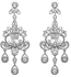 Bluelans Stunning Rhinestone Teardrop Lotus Lantern Women Chandelier Long Earrings Gift (Silver)
