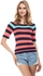 42798 Sleeves Striped Top - Coral -W.RED