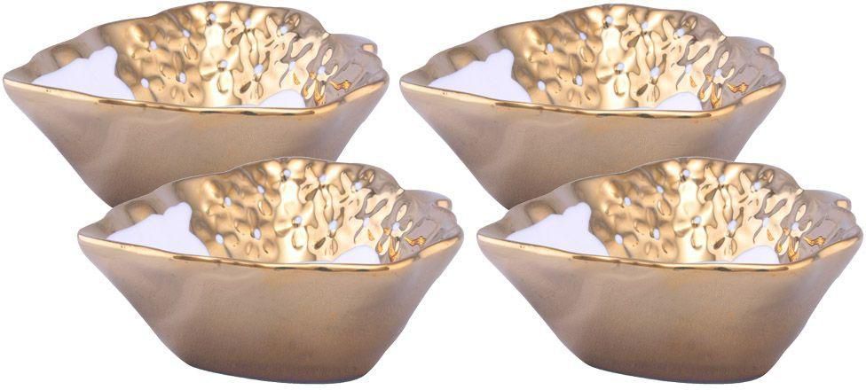 4-piece set Ceramic Bowl Gold White [ST-73379-8-J4]  Dinnerware by Love Bell
