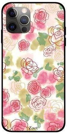 Floral Printed Case Cover -for Apple iPhone 12 Pro Max White/Pink/Green White/Pink/Green