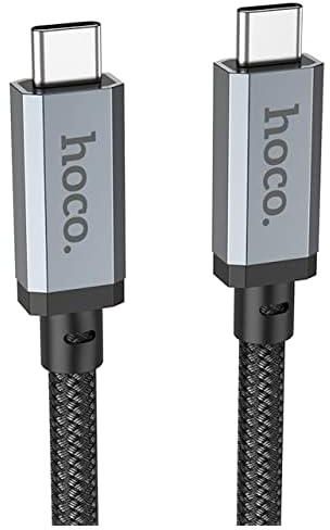 هوكو US05 - كيبل USB-C الى USB-C، USB4 100 واط، نقل عالي السرعة، انعكاس شاشة فيديو 4K 60Hz، هيكل من خليط الالومنيوم، معدل نقل البيانات 40Gbps، حتى PD100 واط (20 فولت 5 امبير)، 1 متر، اسود