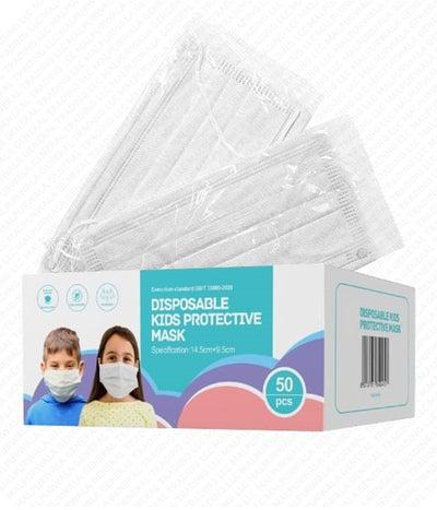 Dada Individually Packaged 3 Layer Disposable Protective Face Mask, Premium Quality Face Mask with Elastic Ear Loop. Specially Designed for Kids (50pcs Individually Wrapped/ box) (Pure White)