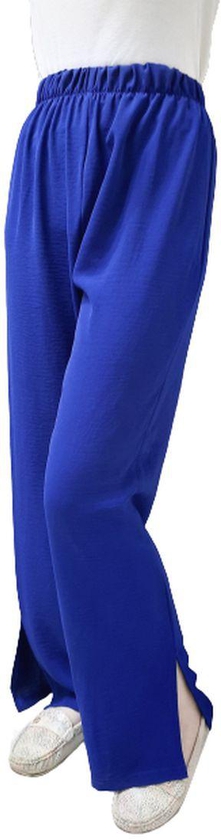 Styley بنطلون واسع لون أزرق مع فتحات في أسفل جانبي رجل البنطلون