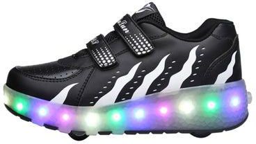 LED Flashing Wheeled Low Top Sneakers Black