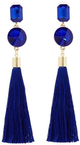 Crystals And Tassel Design Earrings
