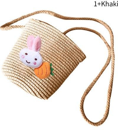 Rabbit Themed Crossbody Bag Khaki/White/Pink