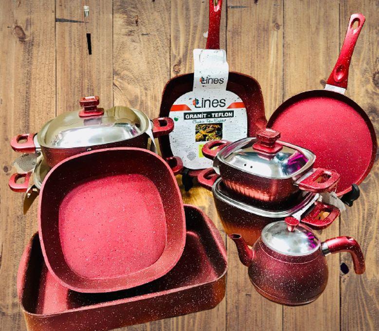 Master Lines Granite Cookware Set 14-piece-Red