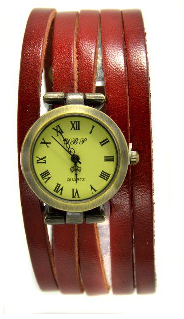 Leather Watch - For Women - RED