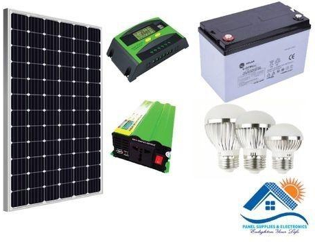 Sunnypex  100 Watt Solar Fullkit:100 Watts Solar Panel + 80AH Battery + 300w Inverter + 10 Amp Controller + 4 Bulbs+ Dropping Wire
