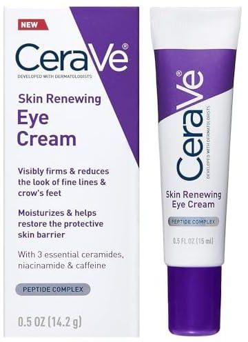 CeraVe Eye Cream for Wrinkles | Under Eye Cream with Caffeine, Peptides, Hyaluronic Acid, Niacinamide, and Ceramides for Fine Lines | Fragrance Free & Ophthalmologist Tested |0.5 Ounces