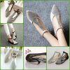 Hamxi Elegant Stone Flat Shoes Silver and Black for Women 36