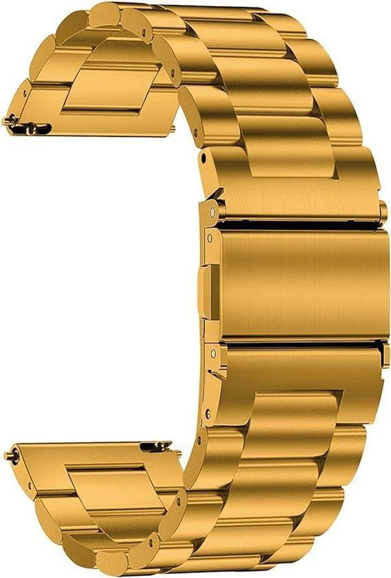 20mm Stainless Steel Band Compatible with Galaxy Watch 5 40mm 44mm/Galaxy Watch 5 Pro 45mm & Galaxy Watch 4 44mm/Galaxy Watch Active 2 44mm Replacement Strap (Gold)
