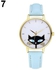 Bluelans GAIETY Women Lovely Cat Print Faux Leather Band Analog Quartz Casual Wrist Watch (Sky Blue)