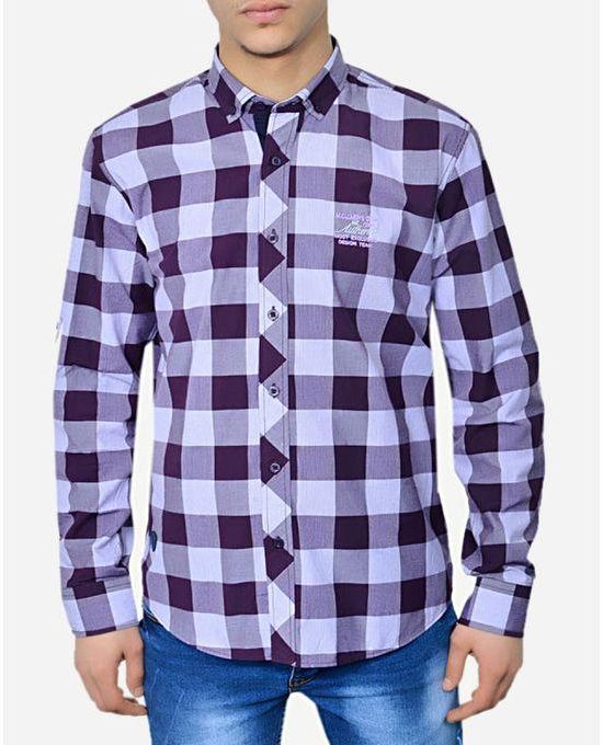 Men's Club Checkered Shirt - Light Purple & Grey