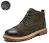 Tauntte Winter Nubuck Leather Work Brogue Boots Men's Martin Ankle Boots Male Oxfords Shoes (Army Green)