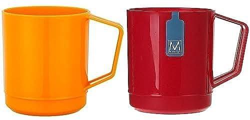 M-Design 8696 Lifestyle Plastic Mug - Orange + M-Design 8694 Lifestyle Mug - Fuchsia