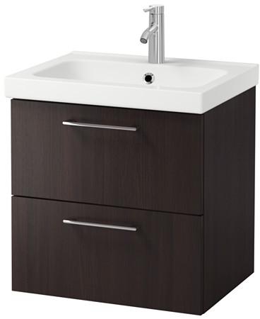 GODMORGON / ODENSVIKWash-stand with 2 drawers, black-brown