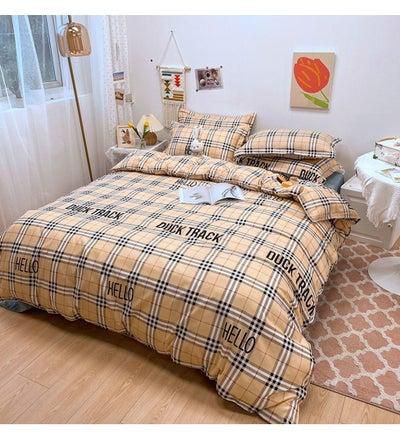 Four-piece Bedding Set Microfiber Soft Quilt Set With 1 Quilt Cover 1 Flat Sheet And 2 Pillowcases 2m Bed（200*230cm）