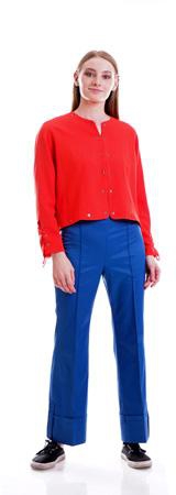 Tie Detailed Sleeve Jacket - Size: M (Coral)