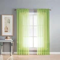 Deals For Less - Sheer Window Curtain set of 2 Pieces, Green Color