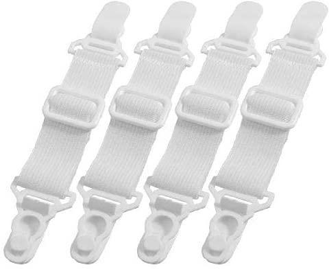 Amico 4 X White Plastic Adjustable Sheet Grippers Bedclothes Clips