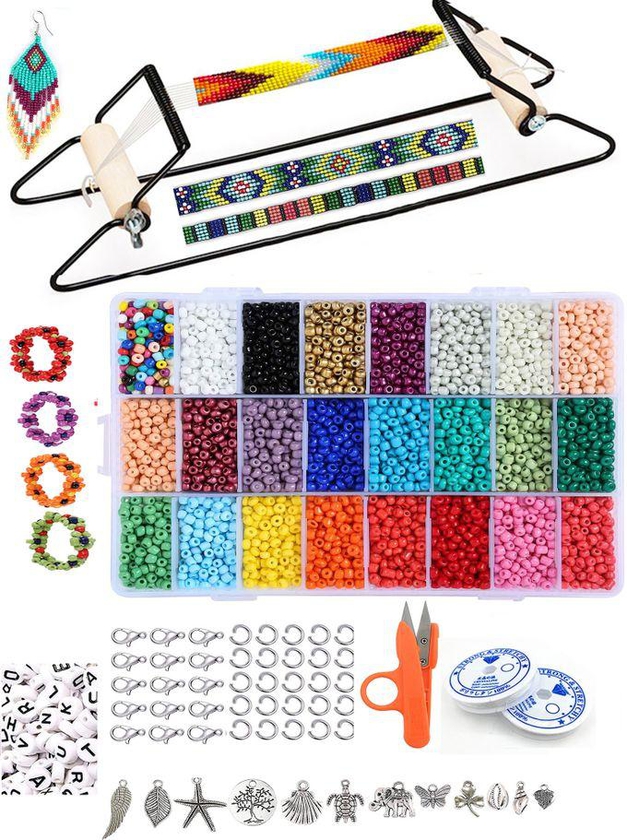 Mountain Gems Metal Loom Kit 24 Colors Beads Crafts For Necklaces Bracelets Pendants